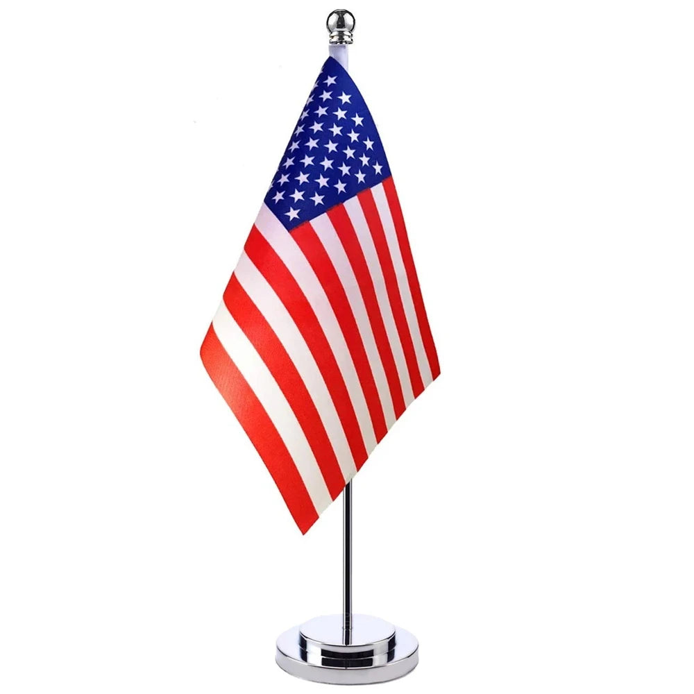 Office Desk Small The United States of America Banner Meeting Room  Table Standing  USA Flag 14×21cm