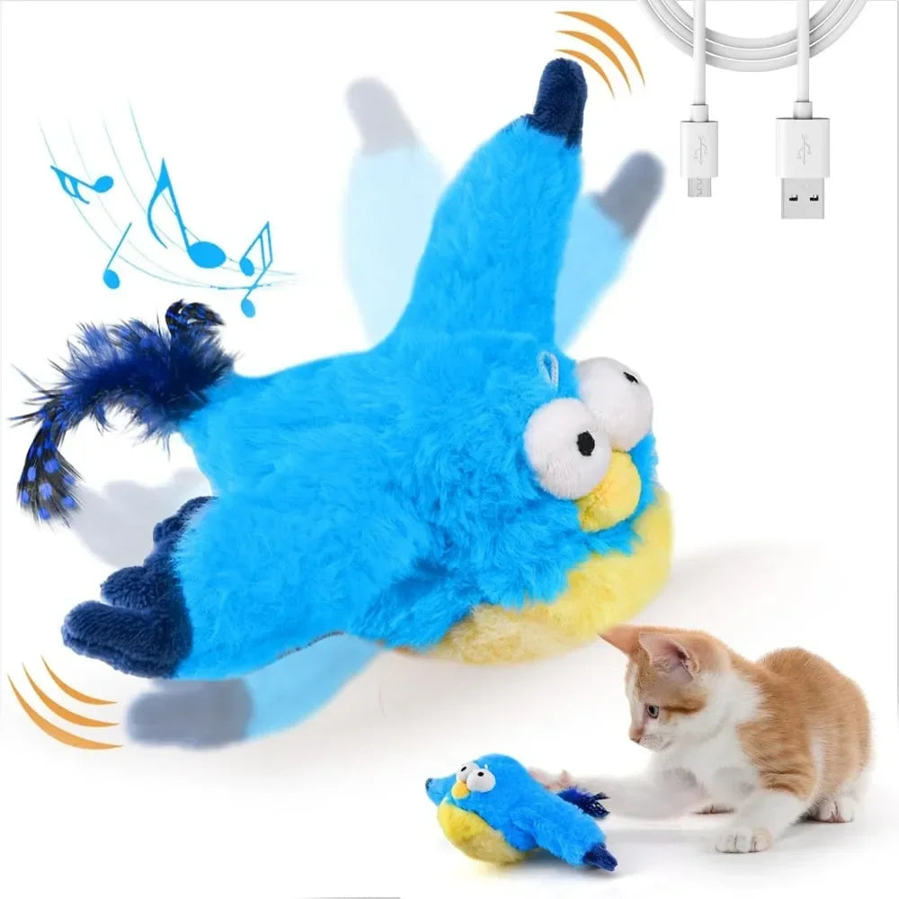 Interactive Cat Toys, Rechargeable Chirping Flapping Bird(no Flying)