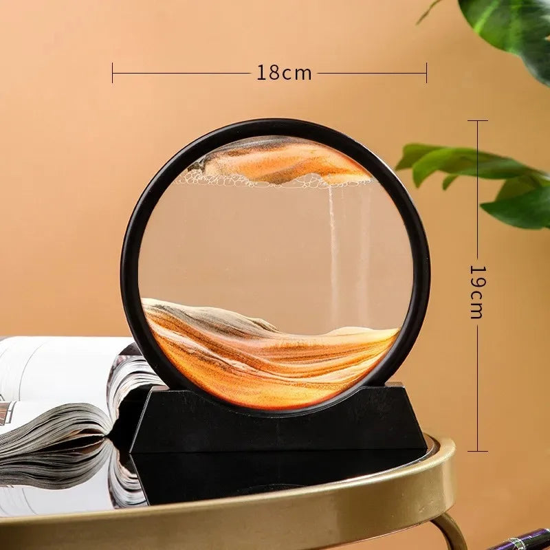 3D Hourglass Quicksand Round Glass