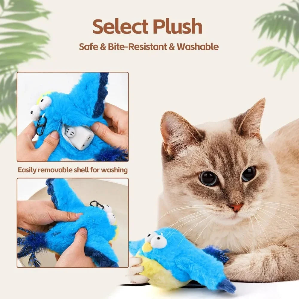 Interactive Cat Toys, Rechargeable Chirping Flapping Bird(no Flying)