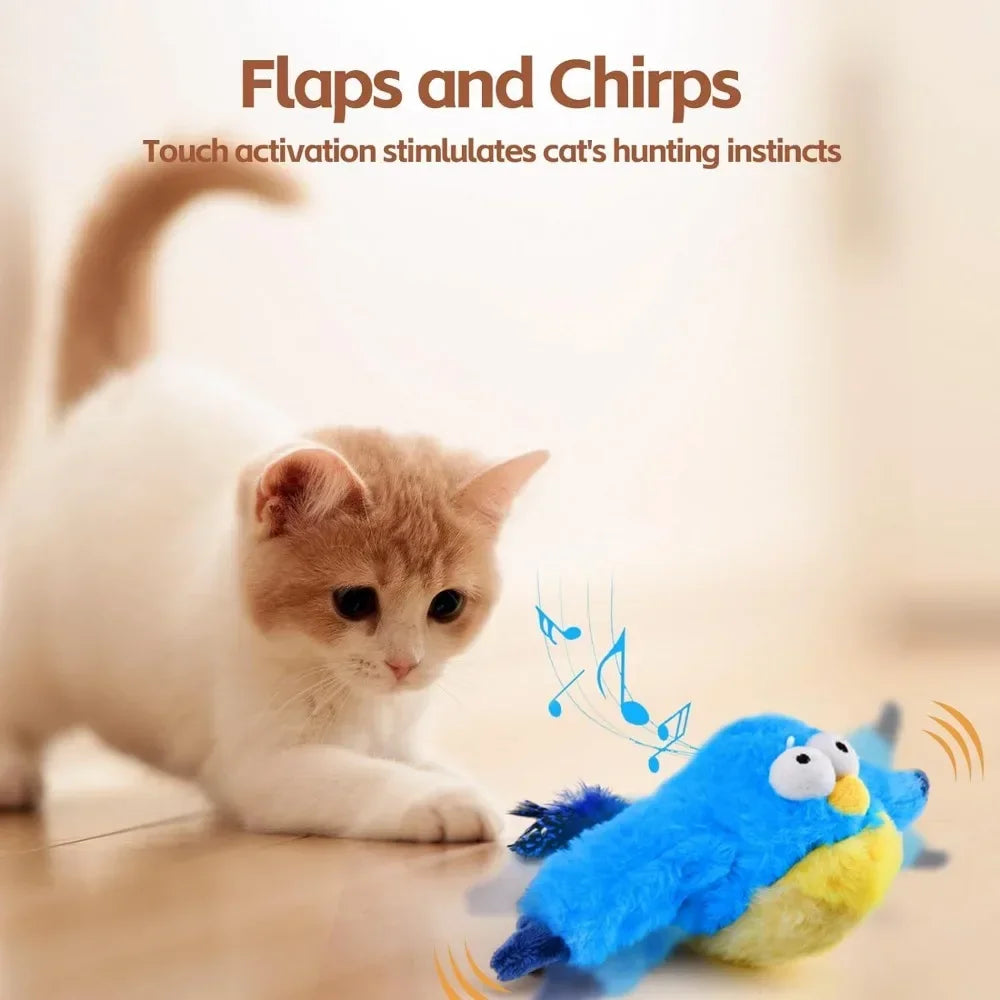 Interactive Cat Toys, Rechargeable Chirping Flapping Bird(no Flying)