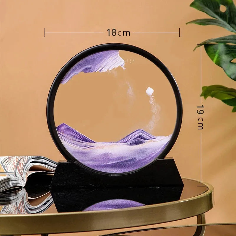 3D Hourglass Quicksand Round Glass