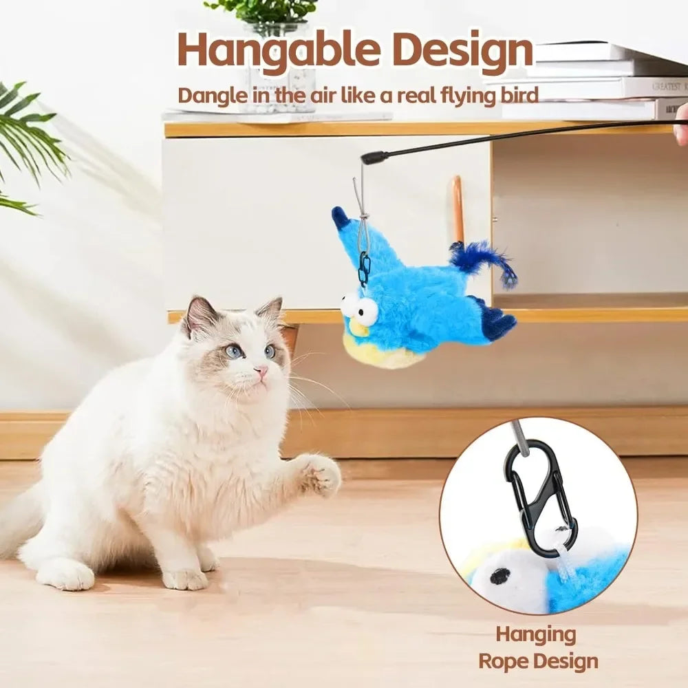 Interactive Cat Toys, Rechargeable Chirping Flapping Bird(no Flying)