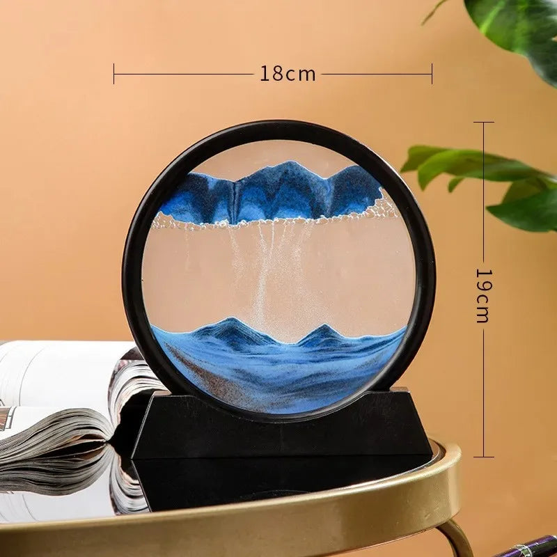 3D Hourglass Quicksand Round Glass