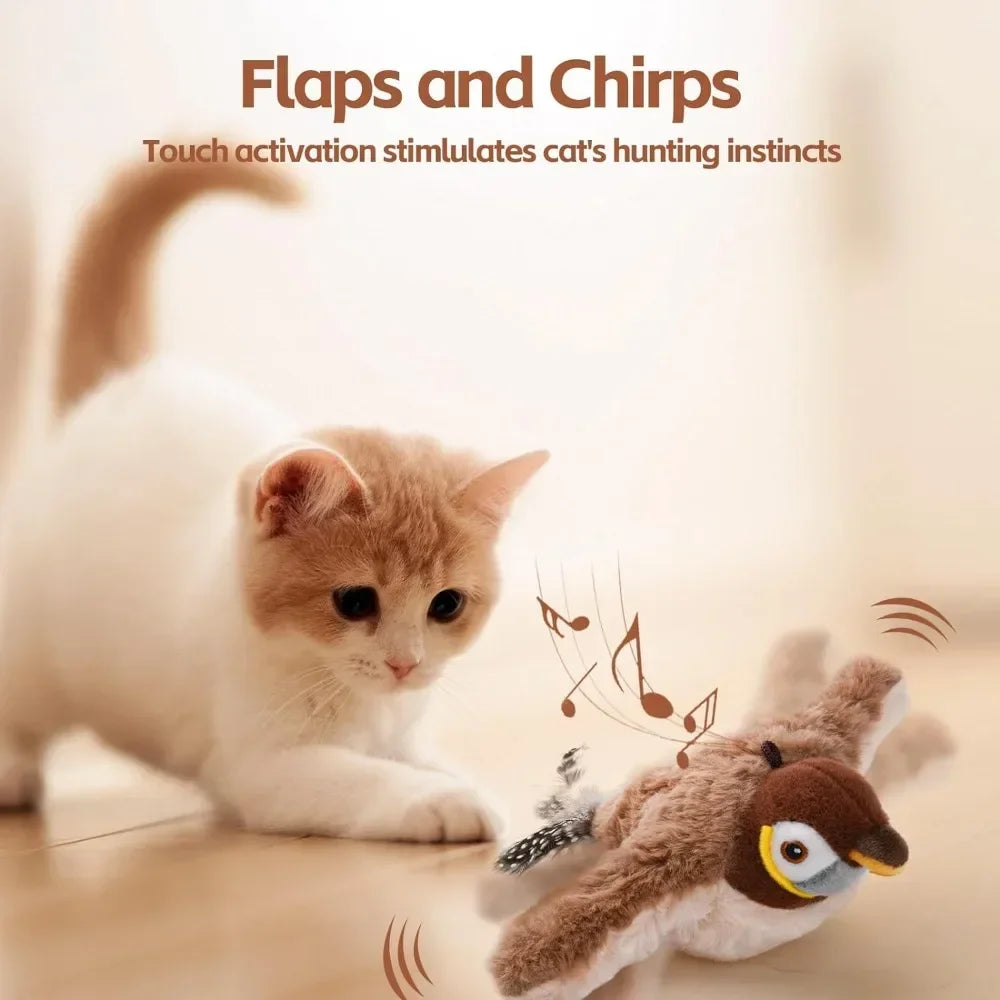 Interactive Cat Toys, Rechargeable Chirping Flapping Bird(no Flying)