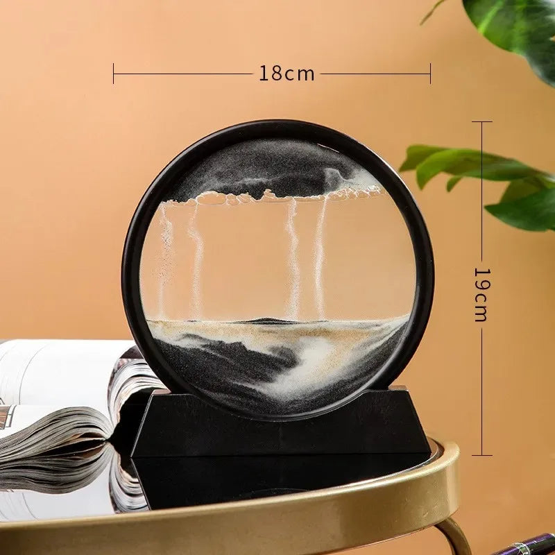 3D Hourglass Quicksand Round Glass